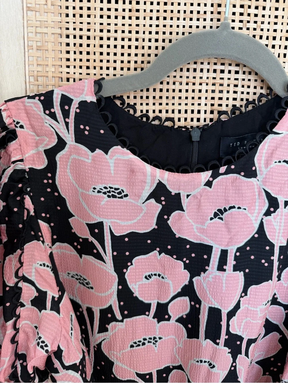 Ted Baker Pink Floral Puff-Sleeve Maxi Dress with Tie Waist - Picture 2 of 3